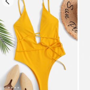 BRAND NEW yellow one piece bathing suit